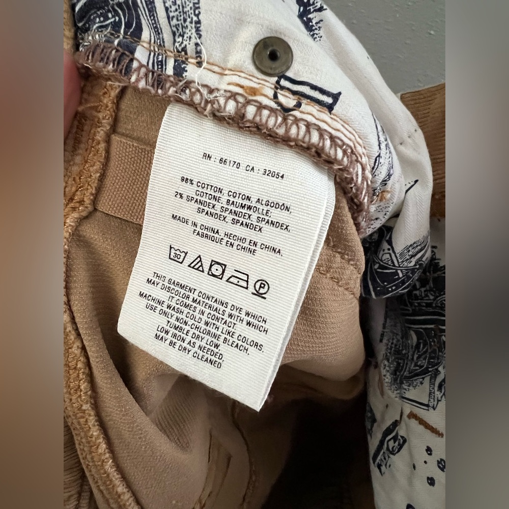 Pilcro and the Letterpress Chestnut Tan Flared Button Hem Corduroy Pants Size 26 - Picture 8 of 12